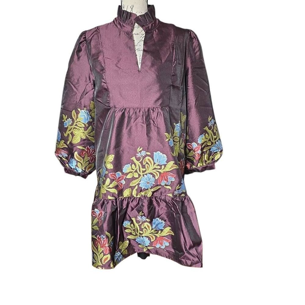 Tuckernuck Women's Size Large Winetasting Jacquard Palmerston Dress - Picture 7 of 10